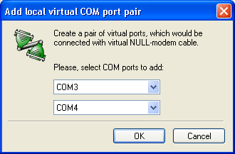 Add local virtual COM ports pair window